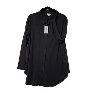 Lularoe L BLACK Valentina Button Up Top NWT Button Up Sleeves Too! Closet Must